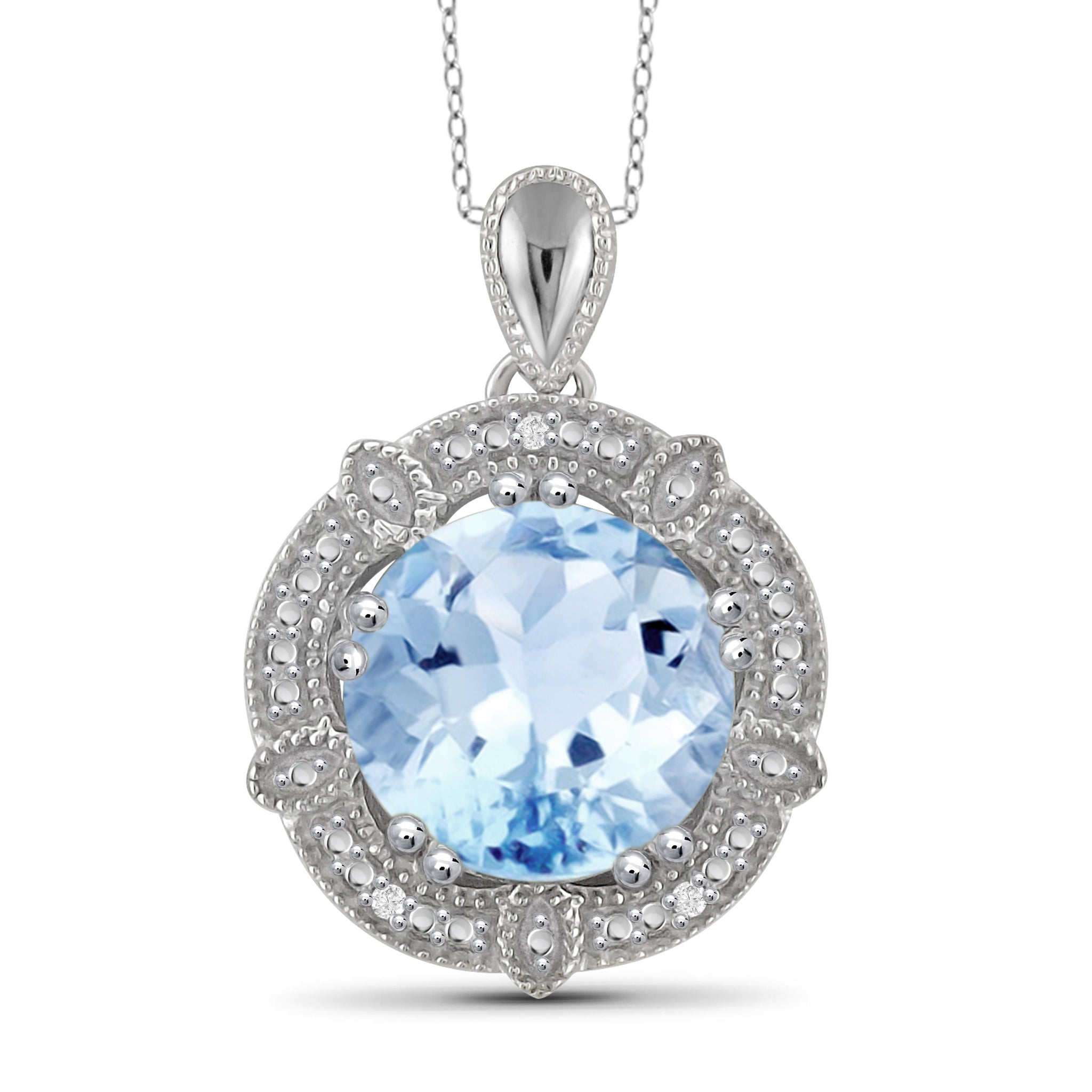 JewelonFire 4 1/4 Carat T.G.W. Sky Blue Topaz And White Diamond Accent Sterling Silver Pendant - Assorted Colors