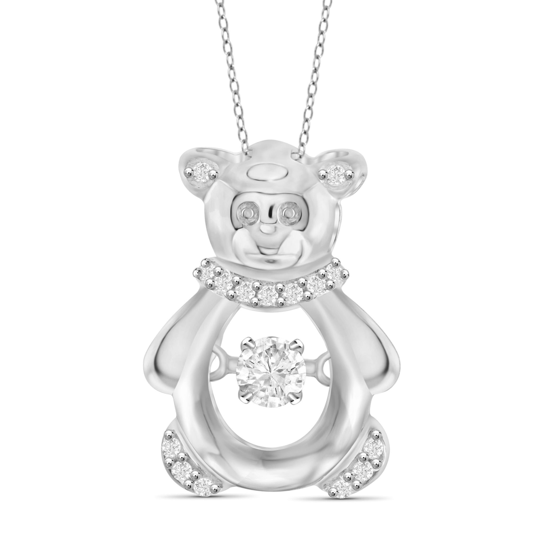 Diamonds in the Sky 1/10 Carat T.W. White Diamond Sterling Silver Teddy Bear Pendant - Assorted Colors