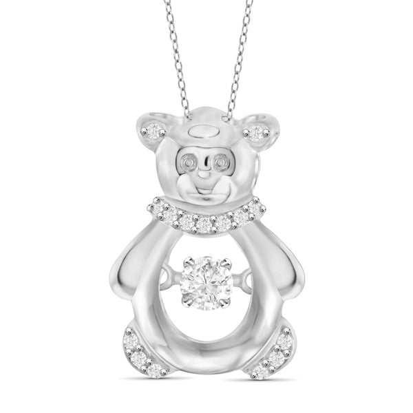 Diamonds in the Sky 1/10 Carat T.W. White Diamond Sterling Silver Teddy Bear Pendant - Assorted Colors