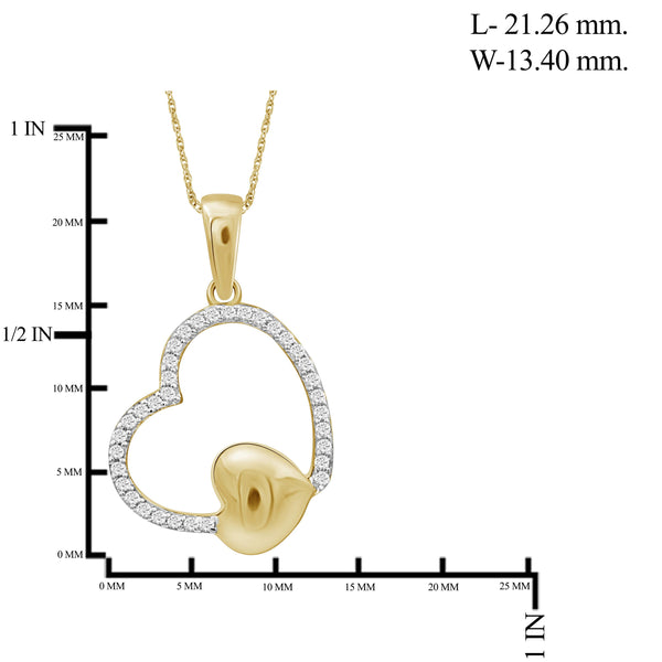 JewelonFire 1/10 Carat T.W. White Diamond Sterling Silver Heart Pendant - Assorted Colors