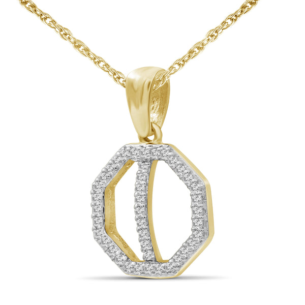 JewelonFire 1/10 Carat T.W. White Diamond Sterling Silver Cross Octagon Pendant - Assorted Colors