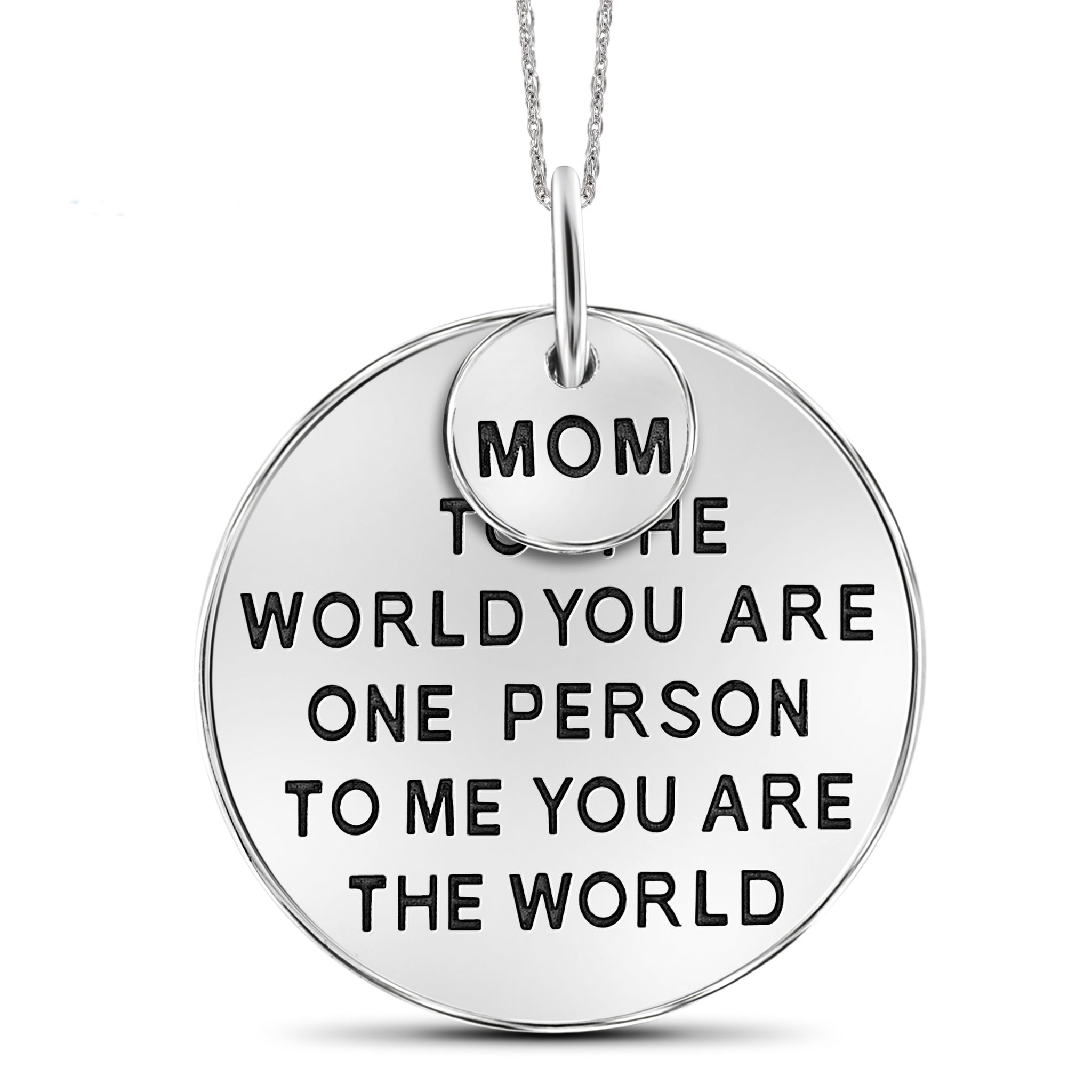 JewelonFire Sterling Silver Engraved Mom Pendant - Assorted Colors