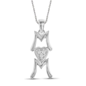 JewelonFire White Diamond Accent Sterling Silver Mom Pendant - Assorted Colors