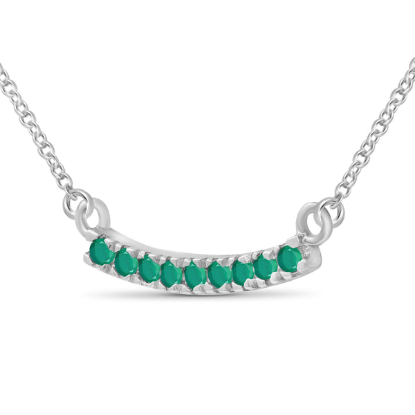 JewelonFire 0.50 Carat T.G.W. Genuine Emerald Sterling Silver Bar Pendant - Assorted Colors