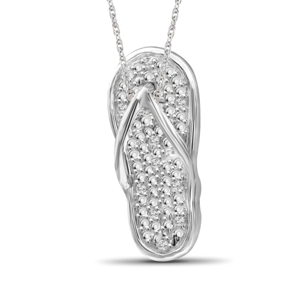 JewelonFire 1/20 Carat T.W. White Diamond Sterling Silver Flip-Flop Pendant - Assorted Colors