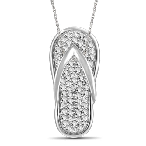 JewelonFire 1/20 Carat T.W. White Diamond Sterling Silver Flip-Flop Pendant - Assorted Colors
