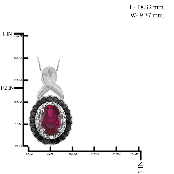 JewelonFire 0.90 Carat T.G.W. Ruby And 1/10 Carat T.W. Black & White Diamond Sterling Silver Pendant - Assorted Colors