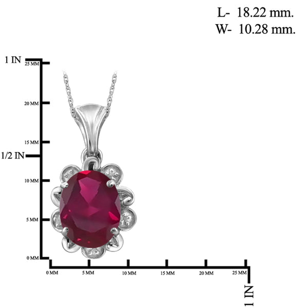 JewelonFire 2.50 Carat T.G.W. Ruby And Accent White Diamond Sterling Silver Pendant - Assorted Colors