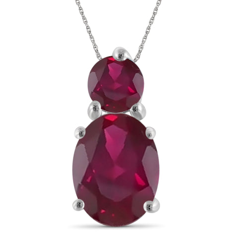 JewelonFire 2.25 Carat T.G.W. Genuine Ruby Sterling Silver Pendant - Assorted Colors