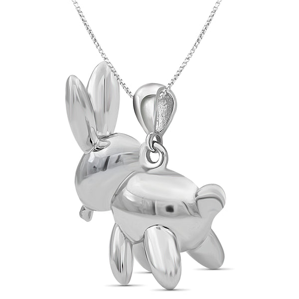 JewelonFire Sterling Silver Rabbit Metal Pendant - Assorted Color