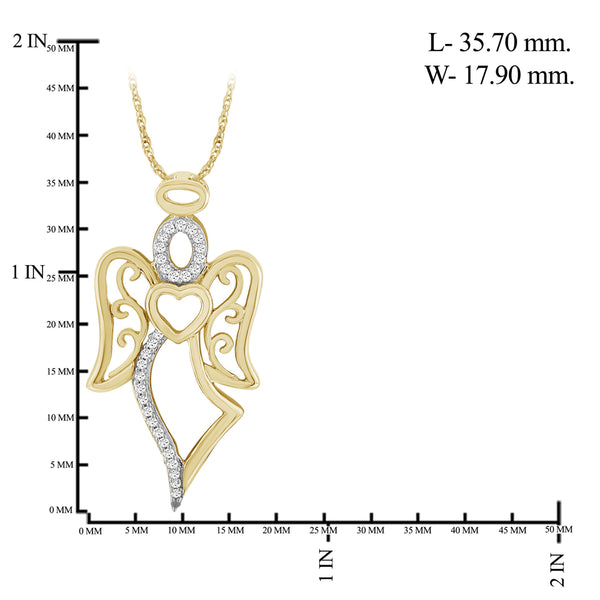 JewelonFire 1/5 Ctw White Diamond Angel Pendant in Sterling Silver - Assorted Finish