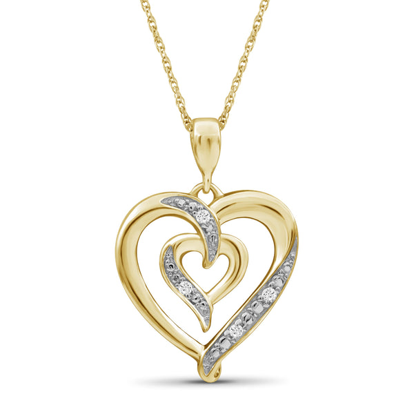 JewelonFire 1/20 Carat T.W. White Diamond Sterling Silver Heart Pendant - Assorted Colors