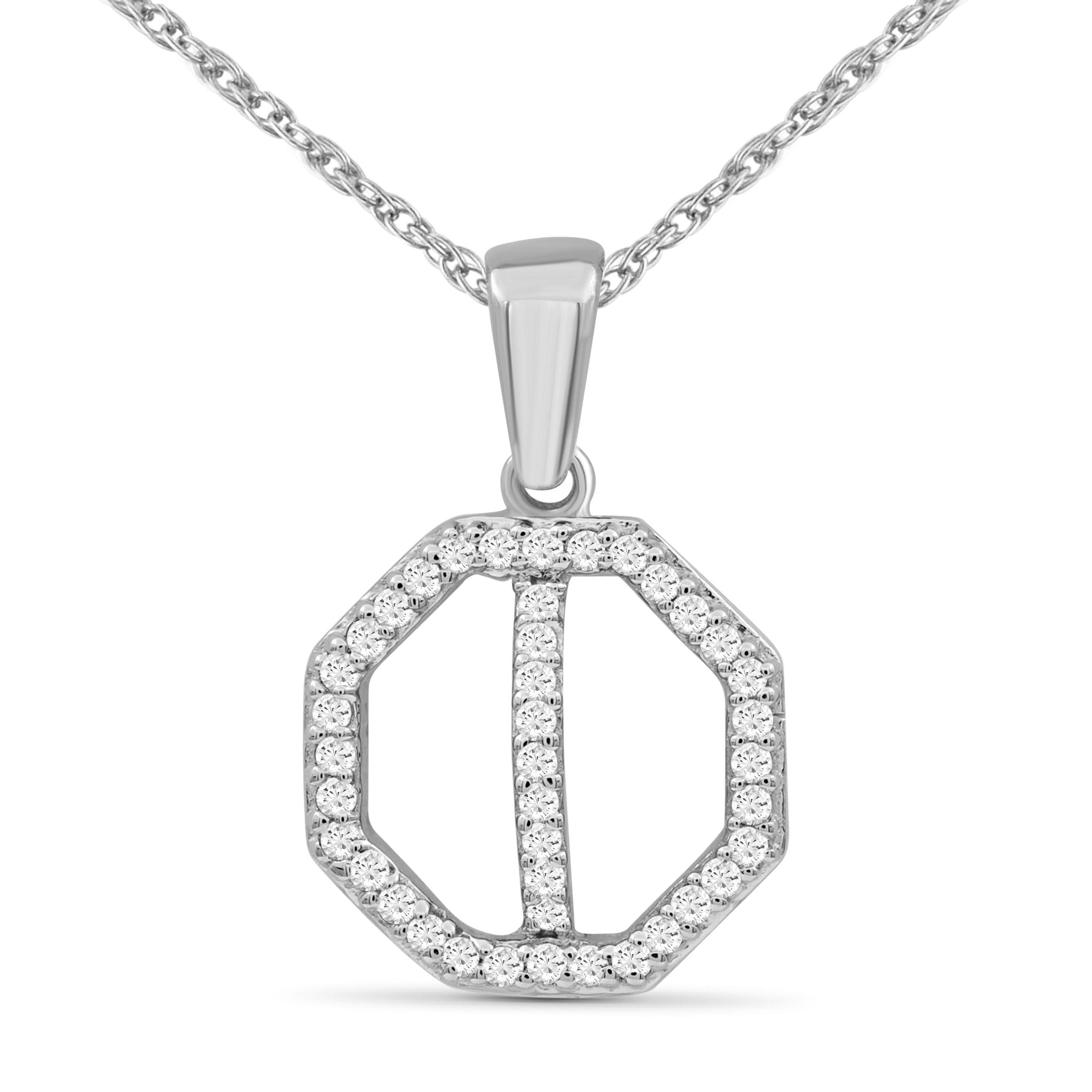 JewelonFire 1/10 Carat T.W. White Diamond Sterling Silver Cross Octagon Pendant - Assorted Colors