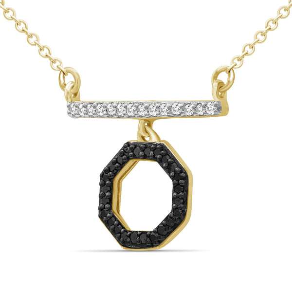 JewelonFire 1/10 Carat T.W. Black And White Diamond Sterling Silver Octagon Necklace - Assorted Colors