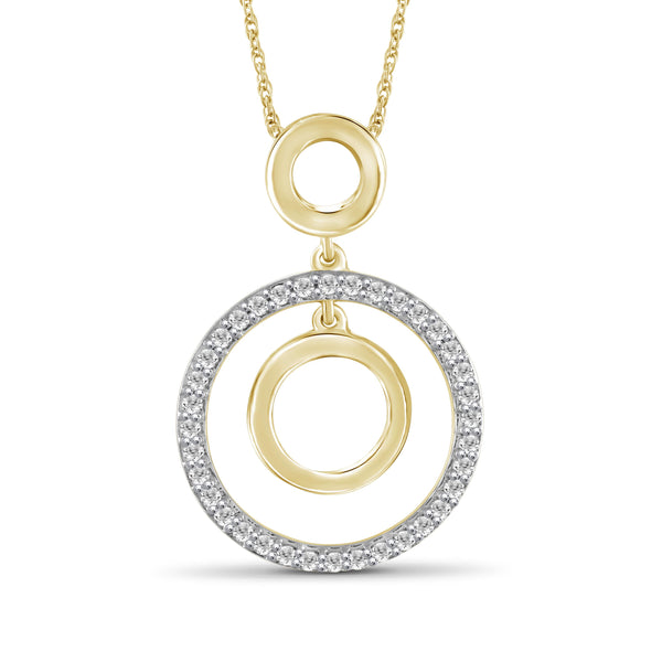 JewelonFire 1/4 Ctw White Diamond Sterling Silver Circle Pendant - Assorted Colors