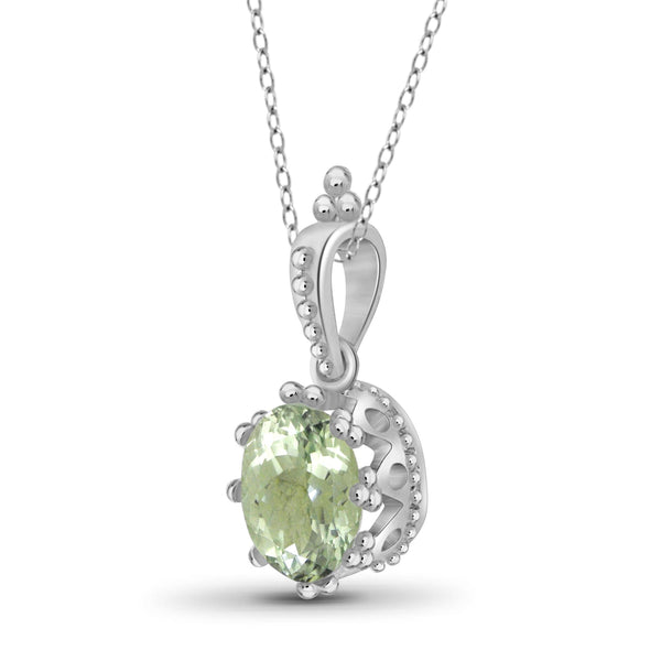 JewelonFire 1.85 Carat T.G.W. Green Amethyst Sterling Silver Pendant - Assorted Colors