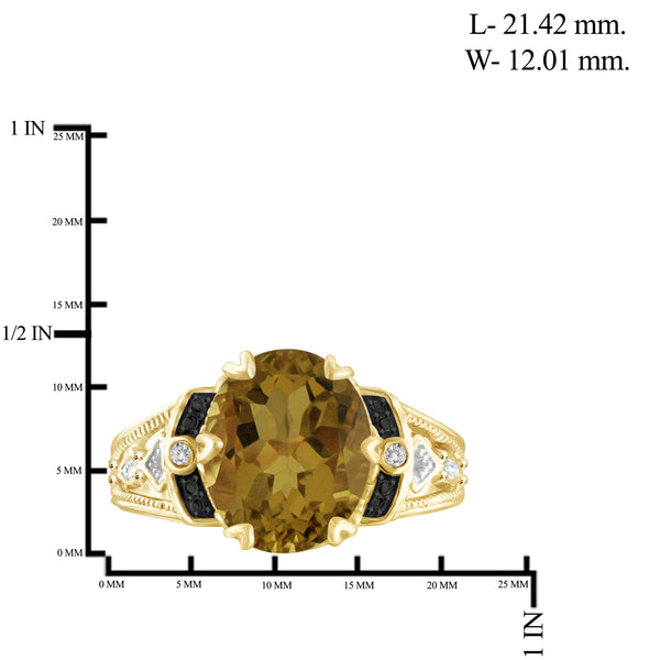 JewelonFire 1 1/2 Carat T.G.W. Whiskey And White Diamond Accent 14kt Gold Over Silver Fashion Ring