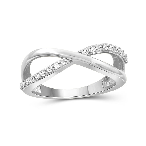 JewelonFire 1/4 Carat T.W. White Diamond Sterling Silver Infinity Ring - Assorted Colors