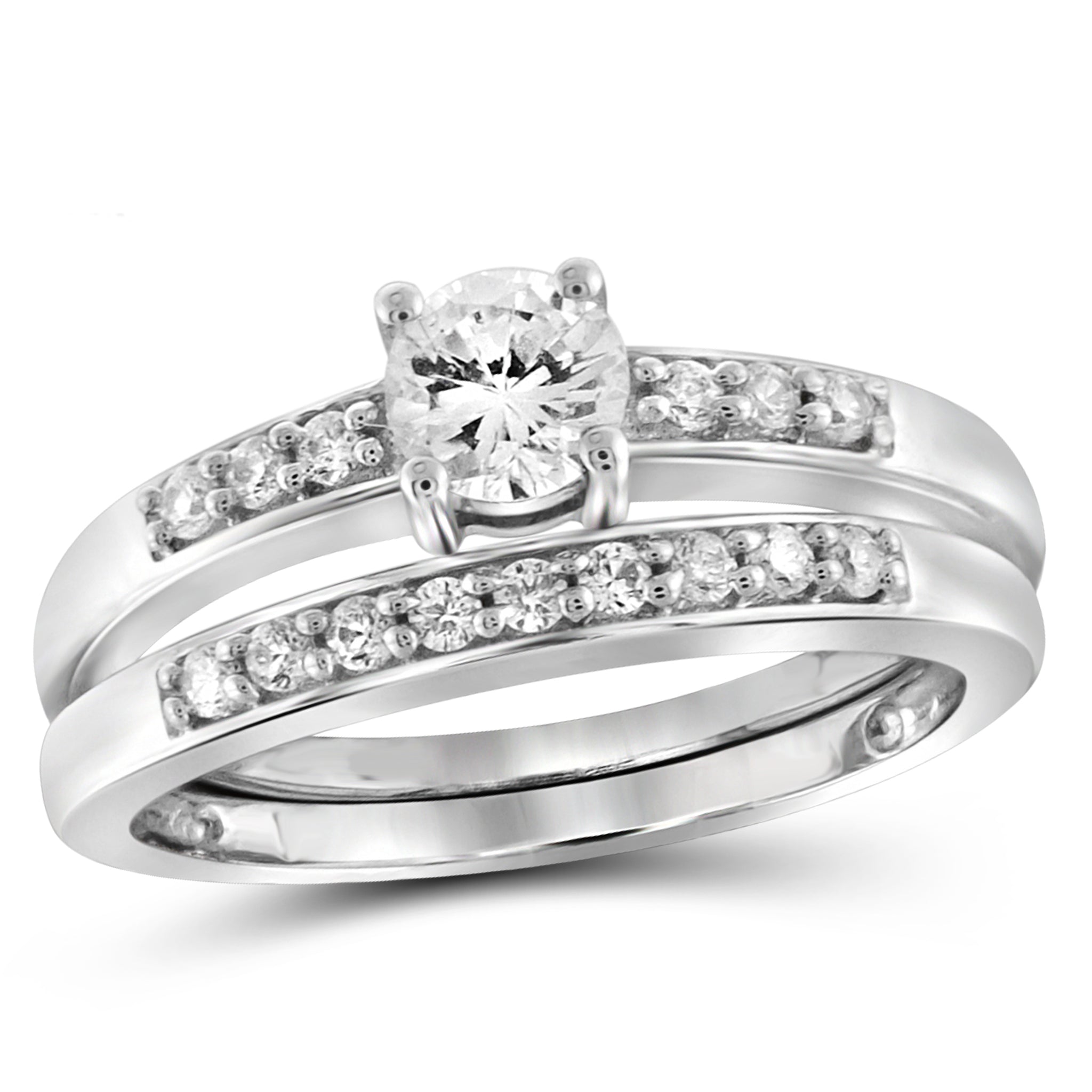 White Cubic Zirconia (AAA) Sterling Silver Bridal Set