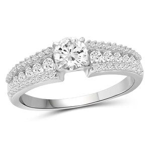 White Cubic Zirconia (AAA) Sterling Silver Ring - Assorted Colors