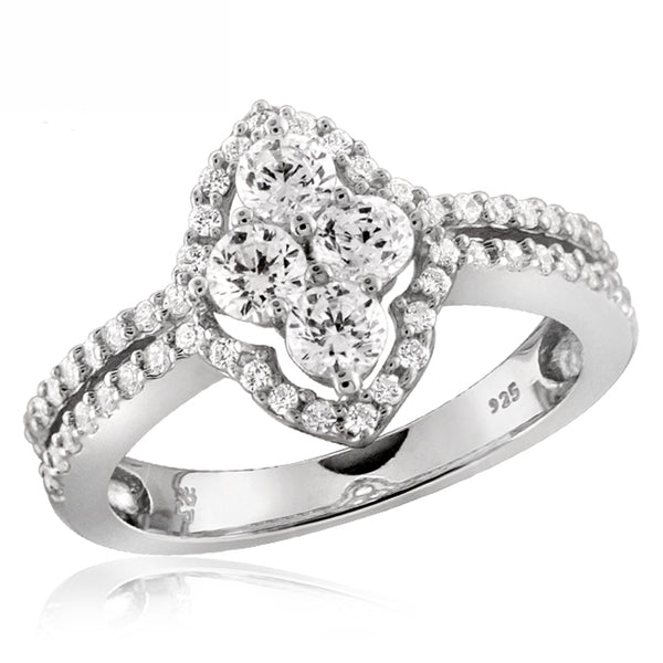 White Cubic Zirconia (AAA) Sterling Silver Ring