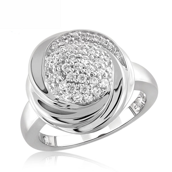 White Cubic Zirconia (AAA) Sterling Silver Flower Ring