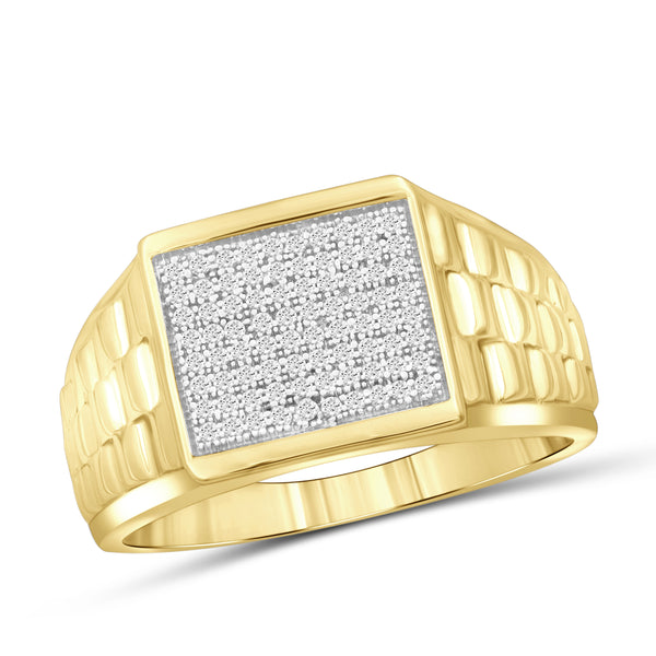 Jewelnova 1/4 Carat T.W. Round Cut White Diamond 10k Gold Men's Ring - Assorted Colors