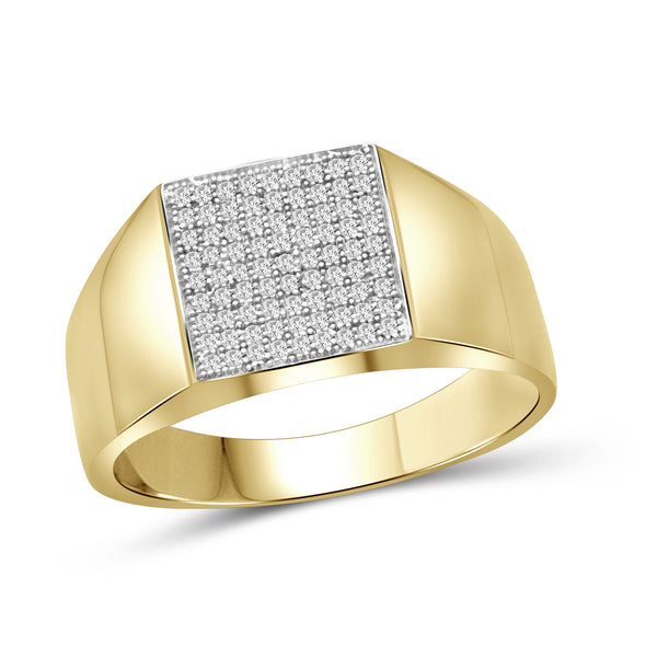 Jewelnova 1/4 Carat T.W. White Diamond 10k Gold Middle Square Men's Ring - Assorted Colors