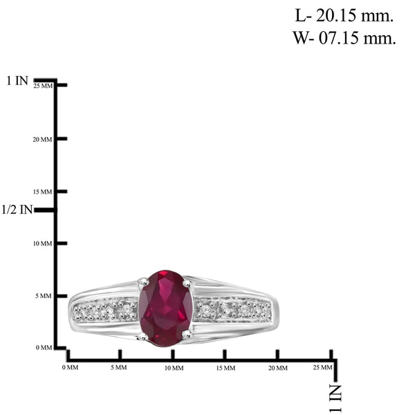 JewelonFire 0.90 Carat T.G.W. Ruby and 1/20 ctw White Diamond Sterling Silver Ring - Assorted Colors