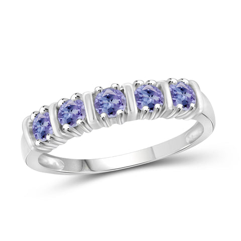 JewelonFire 1/2 Carat T.G.W. Tanzanite Sterling Silver 5-Stone Ring- Assorted Colors