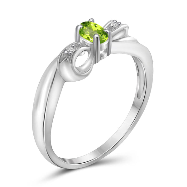 JewelonFire 1/5 Carat T.G.W. Peridot And White Diamond Accent Sterling Silver Ring - Assorted Colors