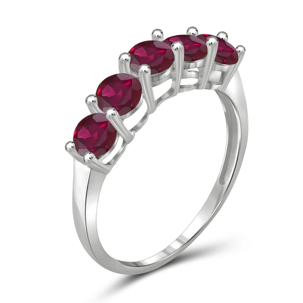 JewelonFire 1 1/2 Carat T.G.W. Ruby Sterling Silver Band- Assorted Colors