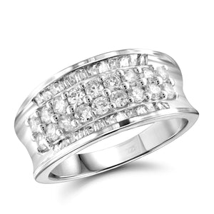 JewelonFire 1 Carat T.W. White Diamond Sterling Silver Anniversary Band Ring