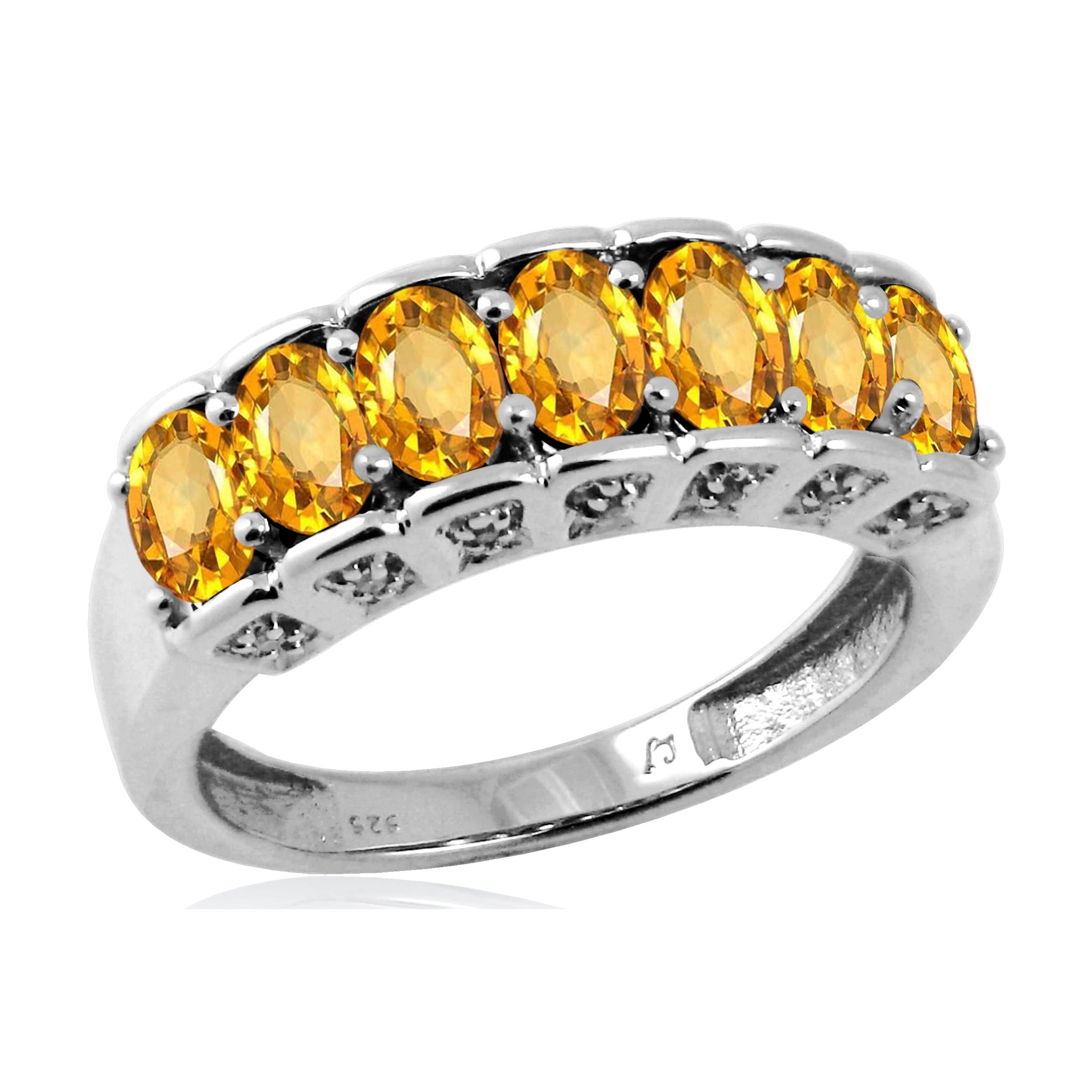 JewelonFire 1 1/2 Carat T.G.W. Citrine And White Diamond Accent Sterling Silver Ring - Assorted Colors