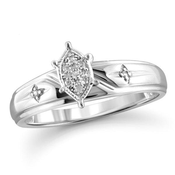 JewelonFire 1/7 Carat T.W. White Diamond Trio Engagement Ring Set in Sterling Silver - Assorted Colors