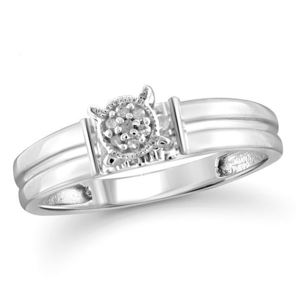 JewelonFire 1/4 Carat T.W. White Diamond Trio Engagement Ring Set in Sterling Silver - Assorted Colors