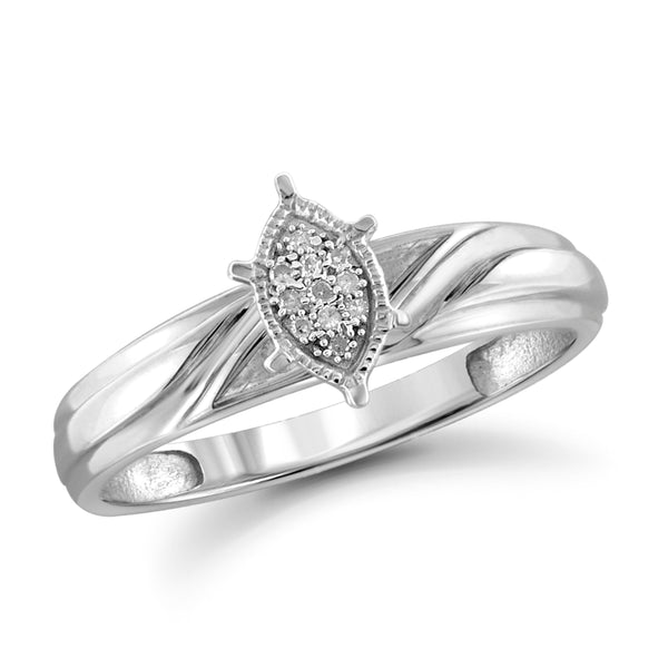 JewelonFire 1/10 Carat T.W. White Diamond Trio Engagement Ring Set in Sterling Silver - Assorted Colors