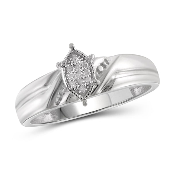 JewelonFire 1/10 Carat T.W. White Diamond Trio Engagement Ring Set in Sterling Silver - Assorted Colors