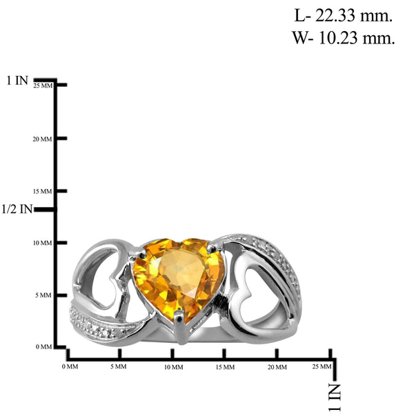 JewelonFire 1 1/2 Carat T.G.W. Citrine And White Diamond Accent Sterling Silver Ring