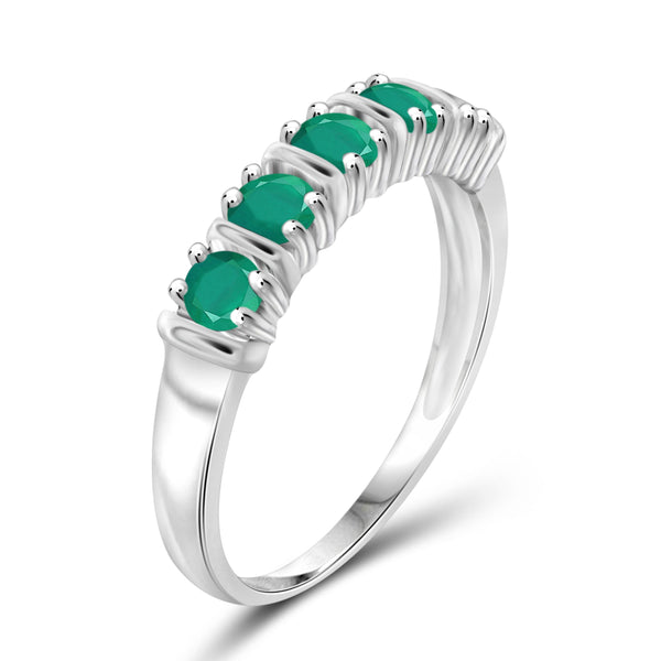 JewelonFire 1/2 Carat T.G.W. Emerald Sterling Silver 5-Stone Ring- Assorted Colors