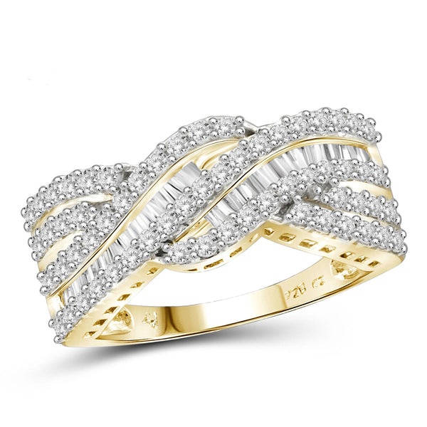 JewelonFire 1 Carat T.W. White Diamond Sterling Silver Woven Band Ring