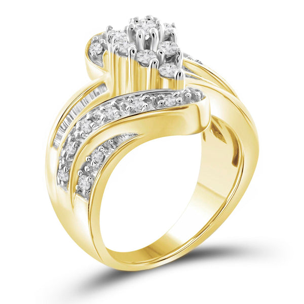 JewelonFire 1 Carat T.W. White Diamond Sterling Silver Swirl Ring