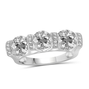 JewelonFire 2 3/4 Carat T.G.W. White Topaz And White Diamond Accent Sterling Silver Ring - Assorted Colors