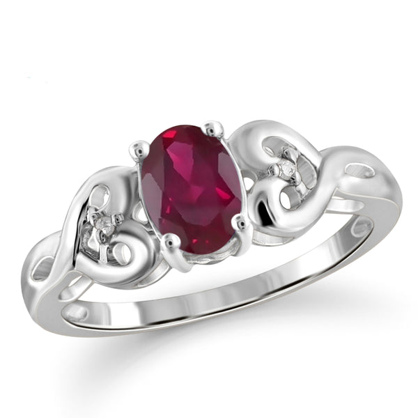 JewelonFire 0.90 Carat T.G.W. Ruby and White Diamond Accent Sterling Silver Ring - Assorted Colors