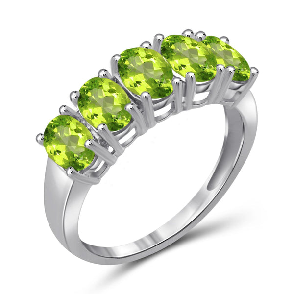 JewelonFire 2 1/2 Carat T.G.W. Peridot Sterling Silver Ring - Assorted Colors