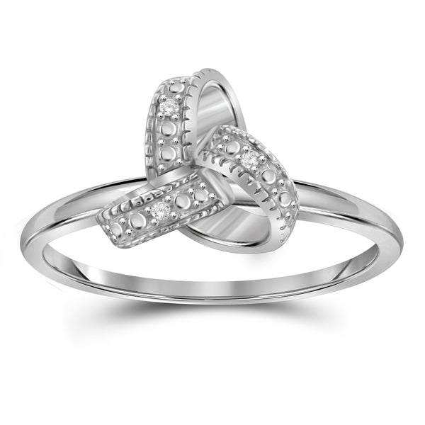 JewelonFire Accent Diamond Sterling Silver Love Knot Ring