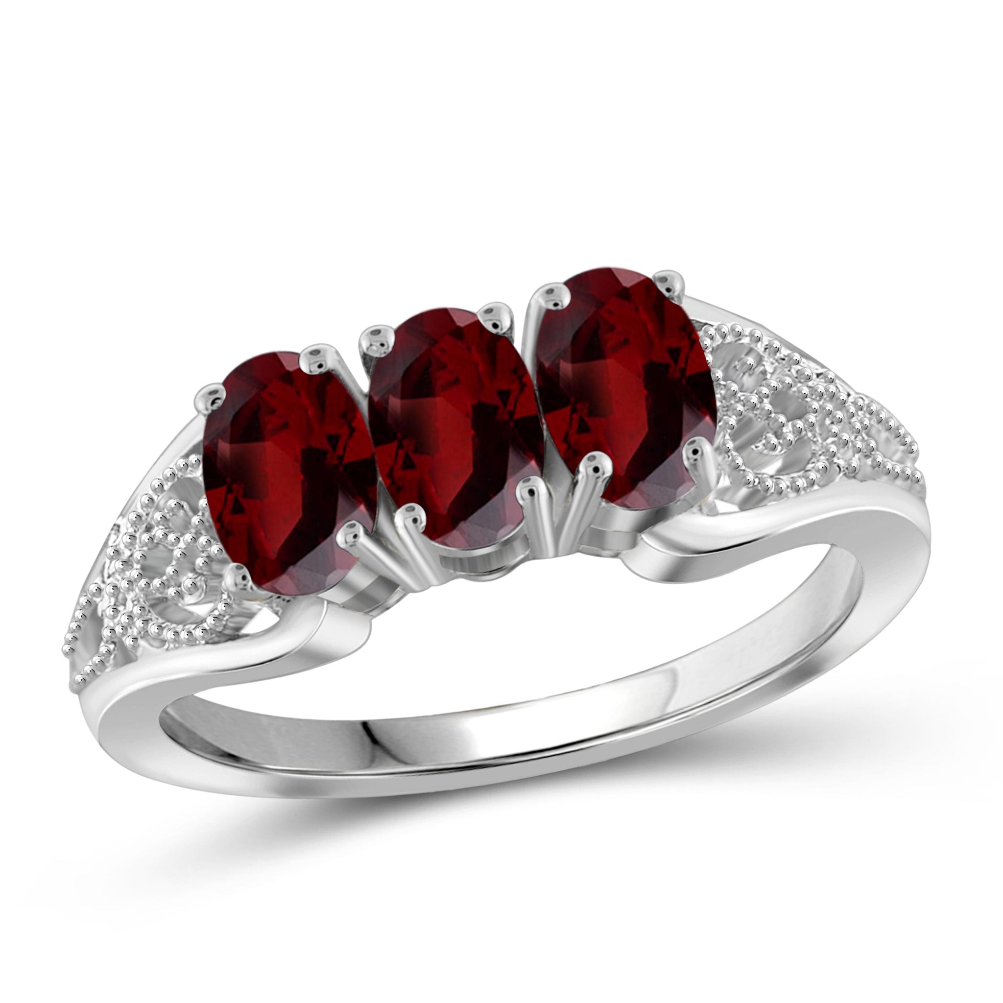 JewelonFire 1 3/4 Carat T.G.W. Garnet Sterling Silver Ring - Assorted Colors