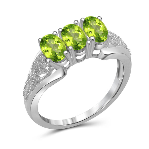 JewelonFire 1 1/2 Carat T.G.W. Peridot Sterling Silver Ring - Assorted Colors