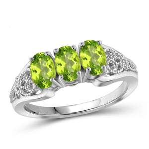 JewelonFire 1 1/2 Carat T.G.W. Peridot Sterling Silver Ring - Assorted Colors