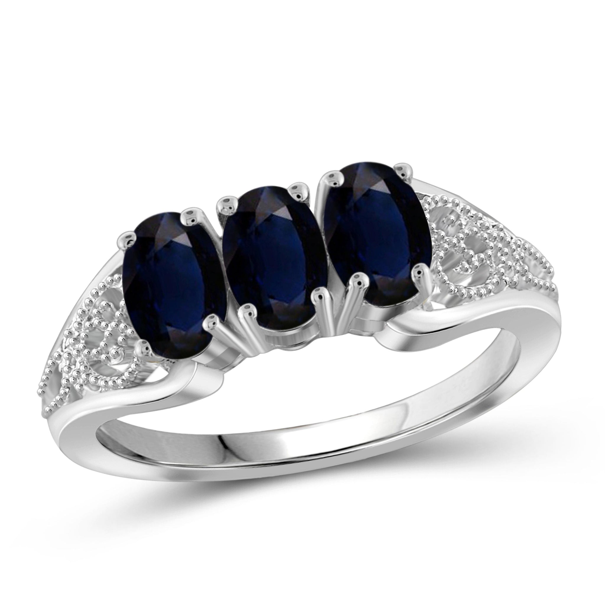 JewelonFire 2.00 Carat T.G.W. Sapphire Sterling Silver Ring - Assorted Colors